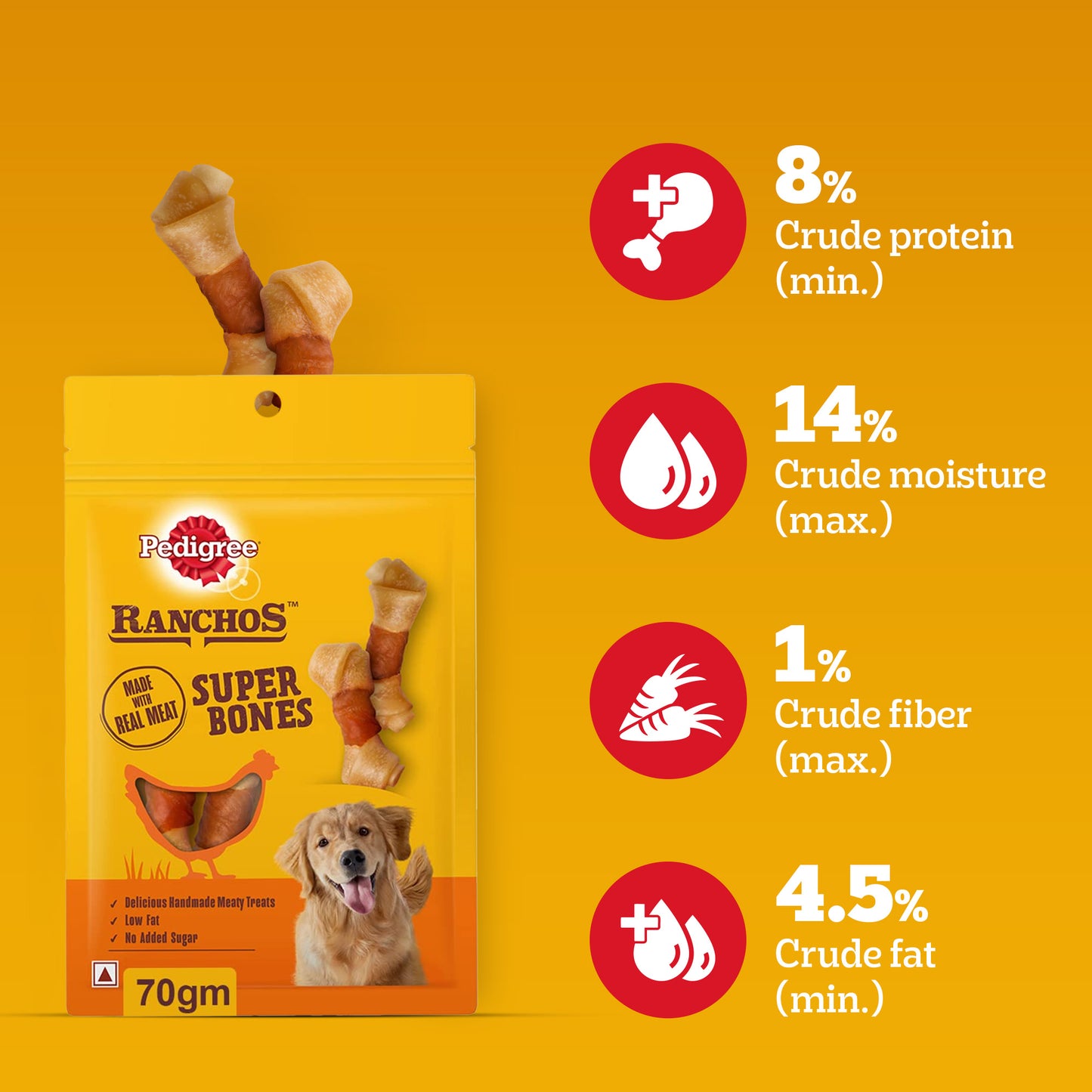 Pedigree Ranchos Super Bones (1+ Years) Chicken And Milky Flavour Dog Treat - 70 gm