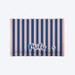 HUFT Personalised Happy Stripes Mat For Dog & Cat - Navy & Peach - Heads Up For Tails