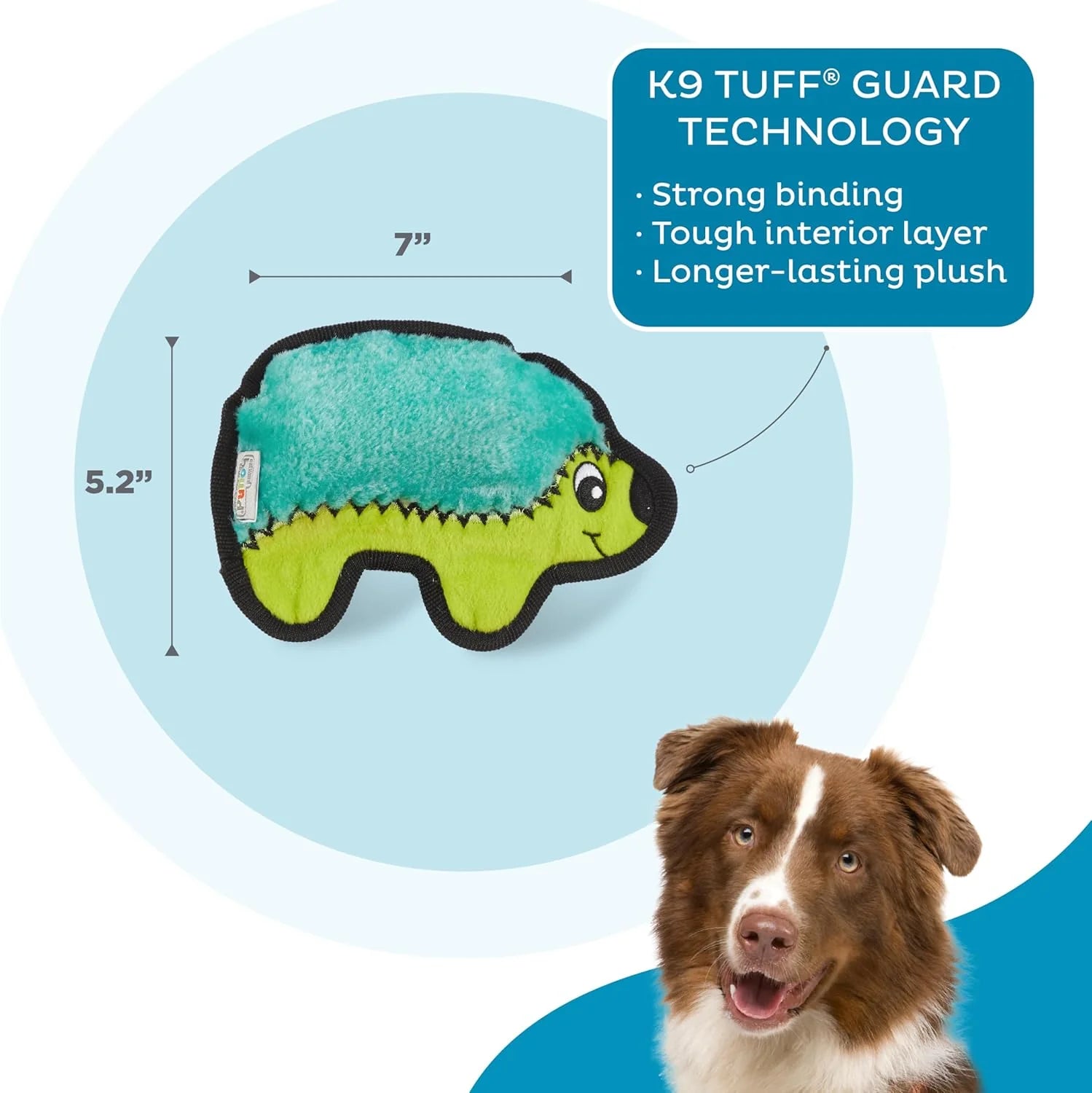 Outward Hound Durablez Hedgehog Plus Toy For Dog - Turquoise - XS - Heads Up For Tails