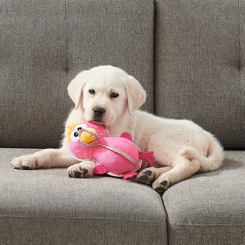 Outward Hound Flamingo Xtreme Seamz Plush Toy For Dog - Pink - M - Heads Up For Tails