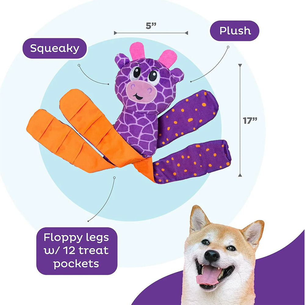 Outward Hound Giraffe Silly Legz Plush Toy For Dog - Purple - Heads Up For Tails