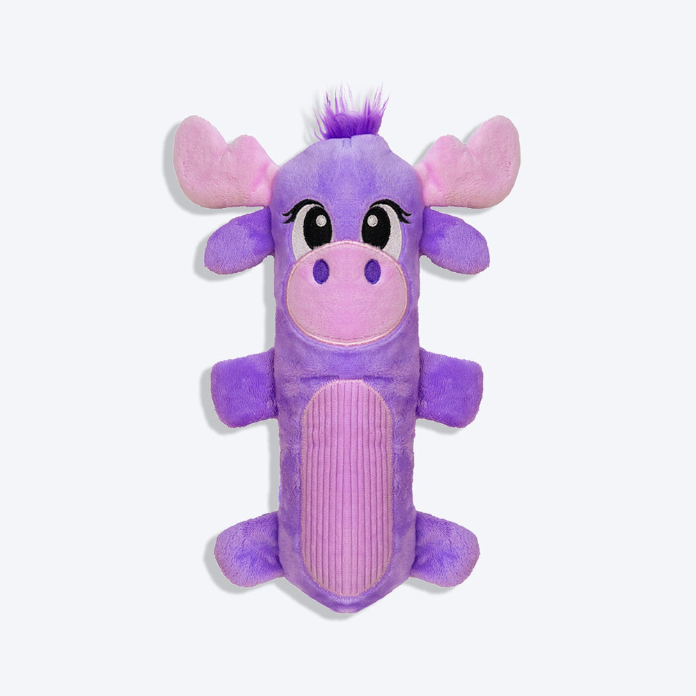 Outward Hound Moose Stuffing-Free Big Squeak Plush Toy For Dog - Purple - M