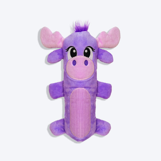 Outward Hound Moose Stuffing-Free Big Squeak Plush Toy For Dog - Purple - M