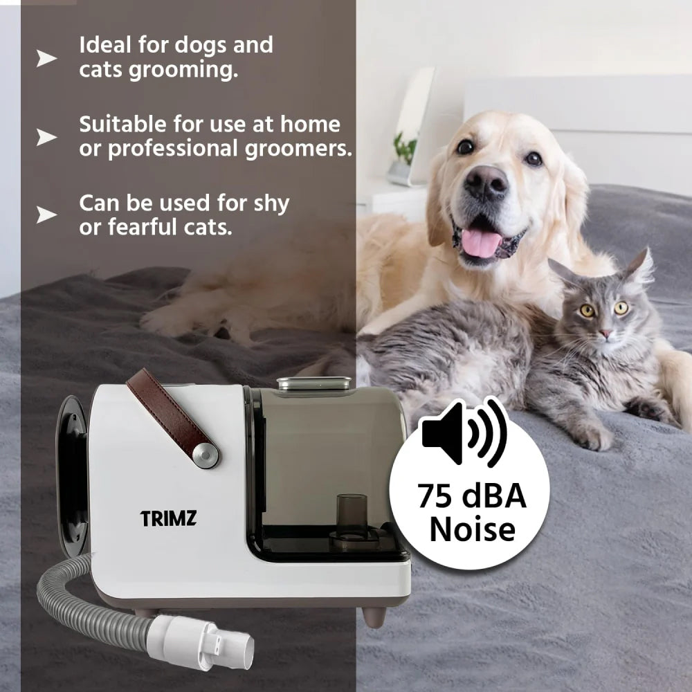 Trimz Pet Grooming Kit & Vacuum Suction For Dog & Cat - White