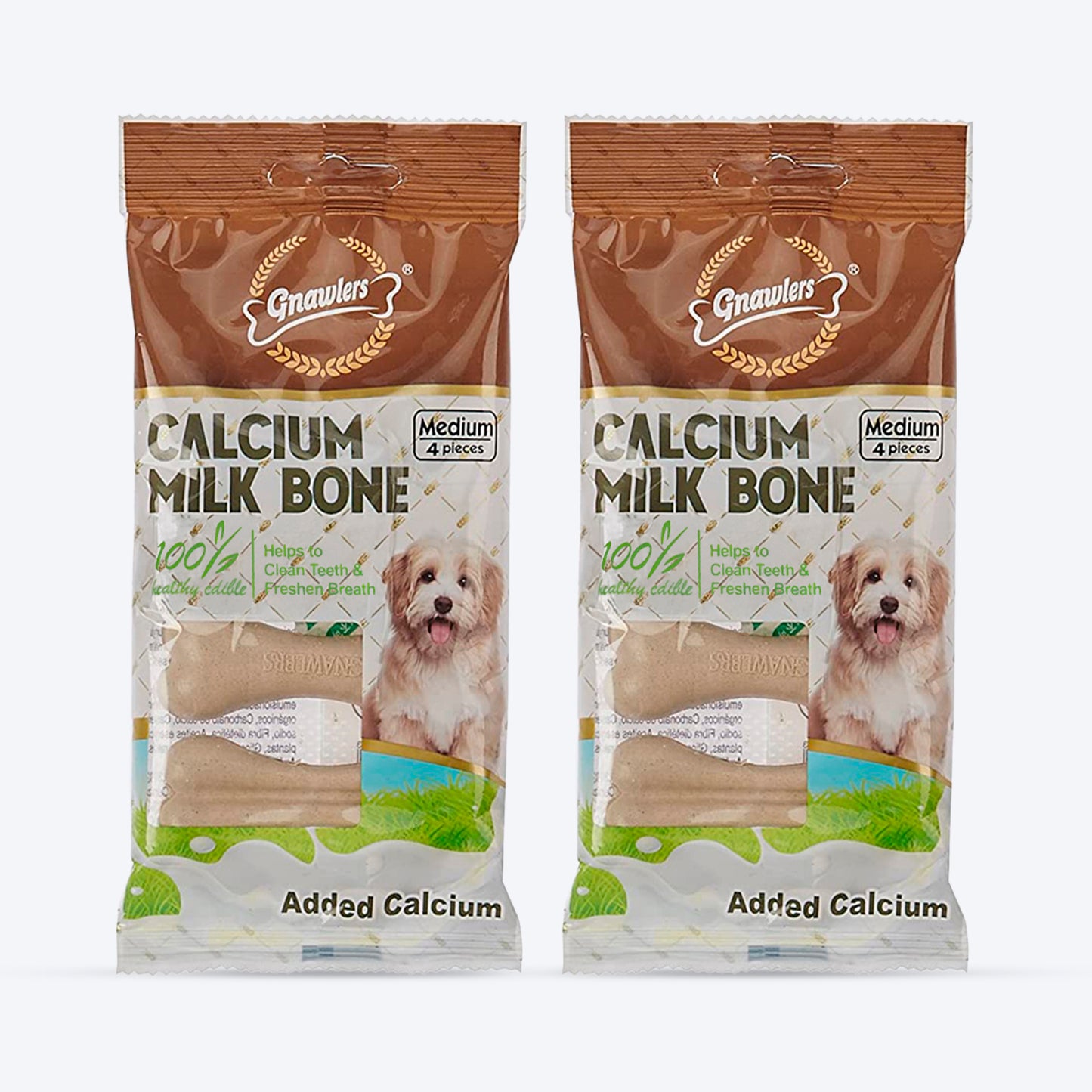 Gnawlers Calcium Milk Bone Dog Treats - Medium - Heads Up For Tails