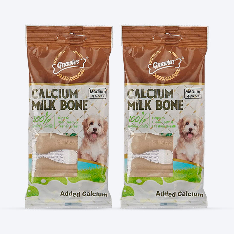 Gnawlers Calcium Milk Bone Dog Treats - Medium - Heads Up For Tails