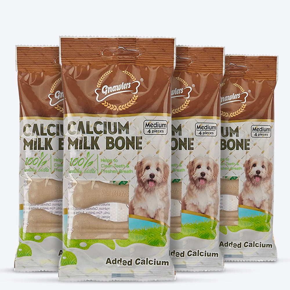 Gnawlers Calcium Milk Bone Dog Treats - Medium - Heads Up For Tails