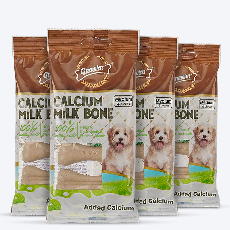 Gnawlers Calcium Milk Bone Dog Treats - Medium - Heads Up For Tails