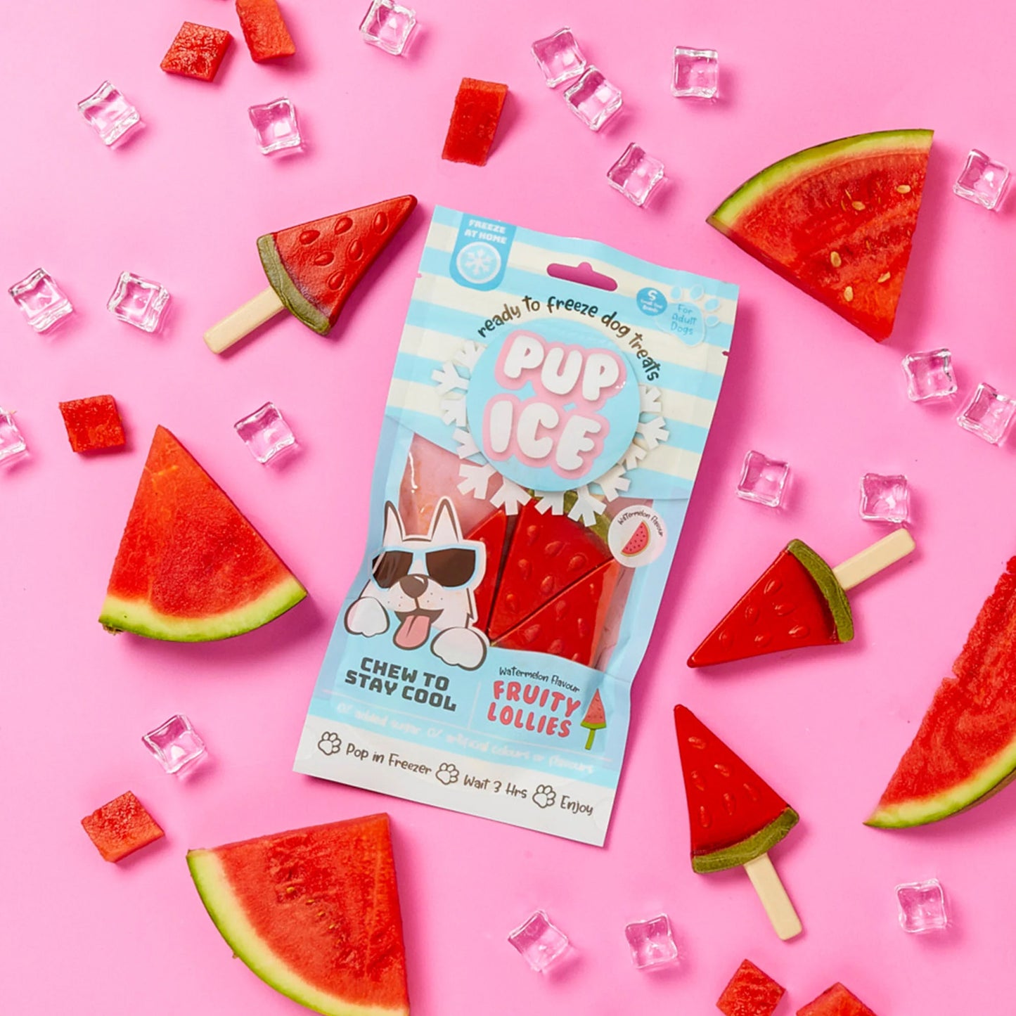 Pup Ice Fruity Lollies Watermelon Ready to Freeze Treat For Adult Dog - 90 gm - Heads Up For Tails