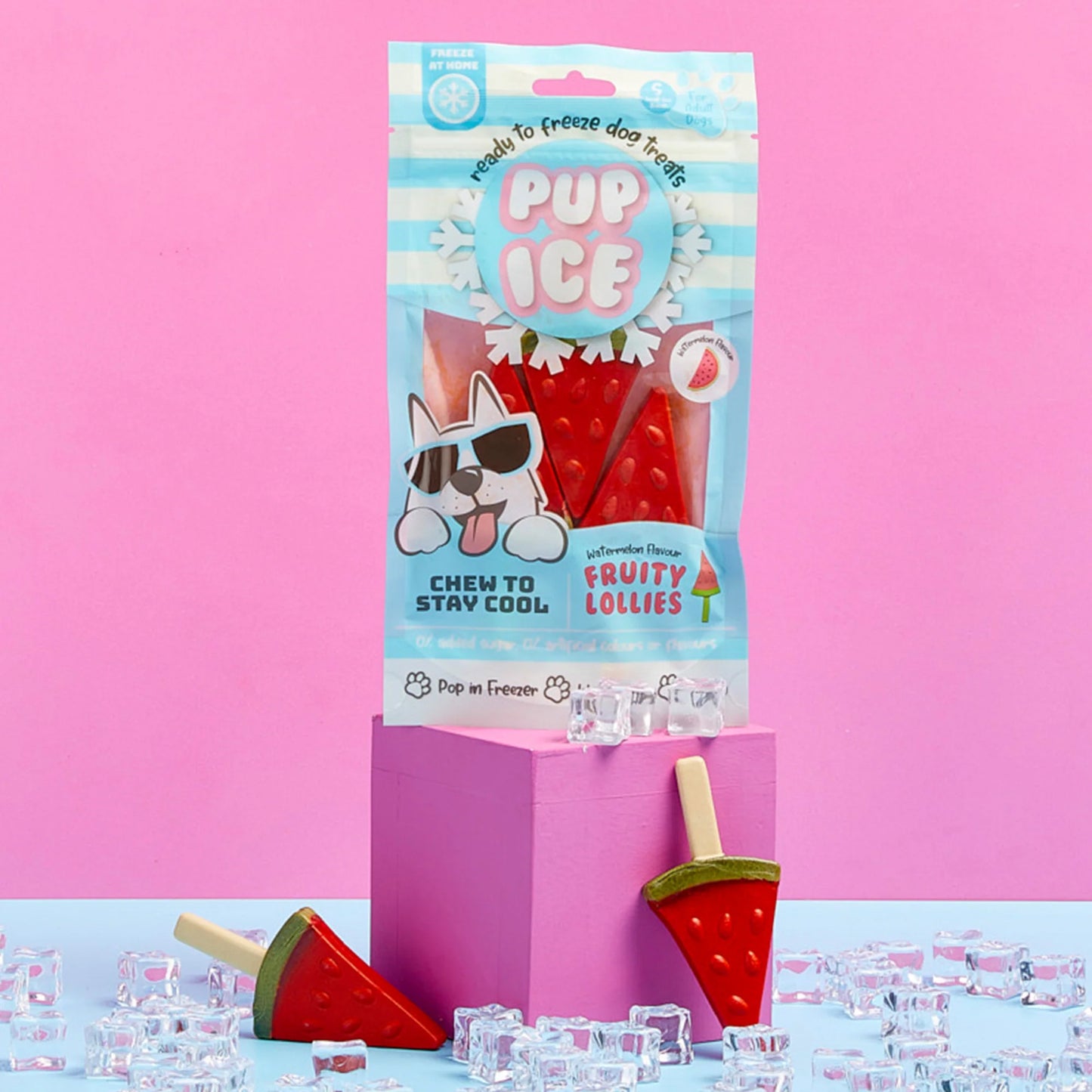 Pup Ice Fruity Lollies Watermelon Ready to Freeze Treat For Adult Dog - 90 gm - Heads Up For Tails