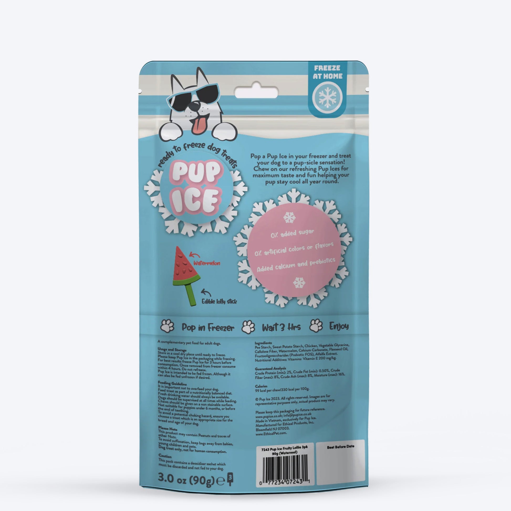 Pup Ice Fruity Lollies Watermelon Ready to Freeze Treat For Adult Dog - 90 gm - Heads Up For Tails