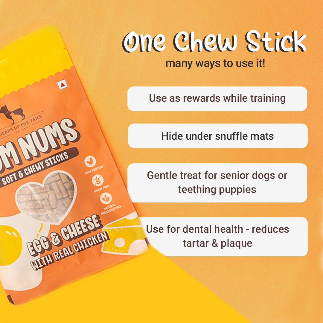 HUFT Yum Nums Soft & Chewy Sticks Egg & Cheese With Real Chicken Treat For Dogs - 75g