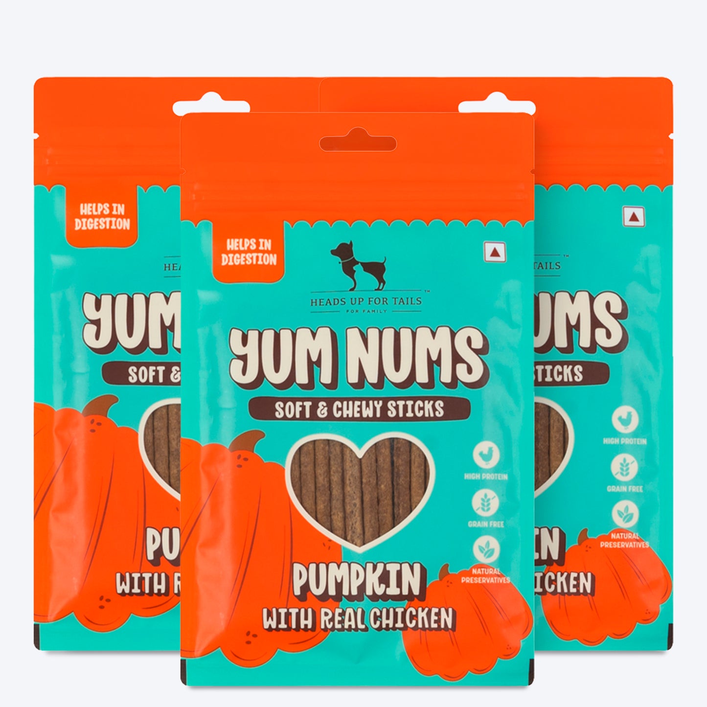 HUFT Yum Nums Soft & Chewy Sticks Pumpkin with Real Chicken Treat For Dogs - 75g