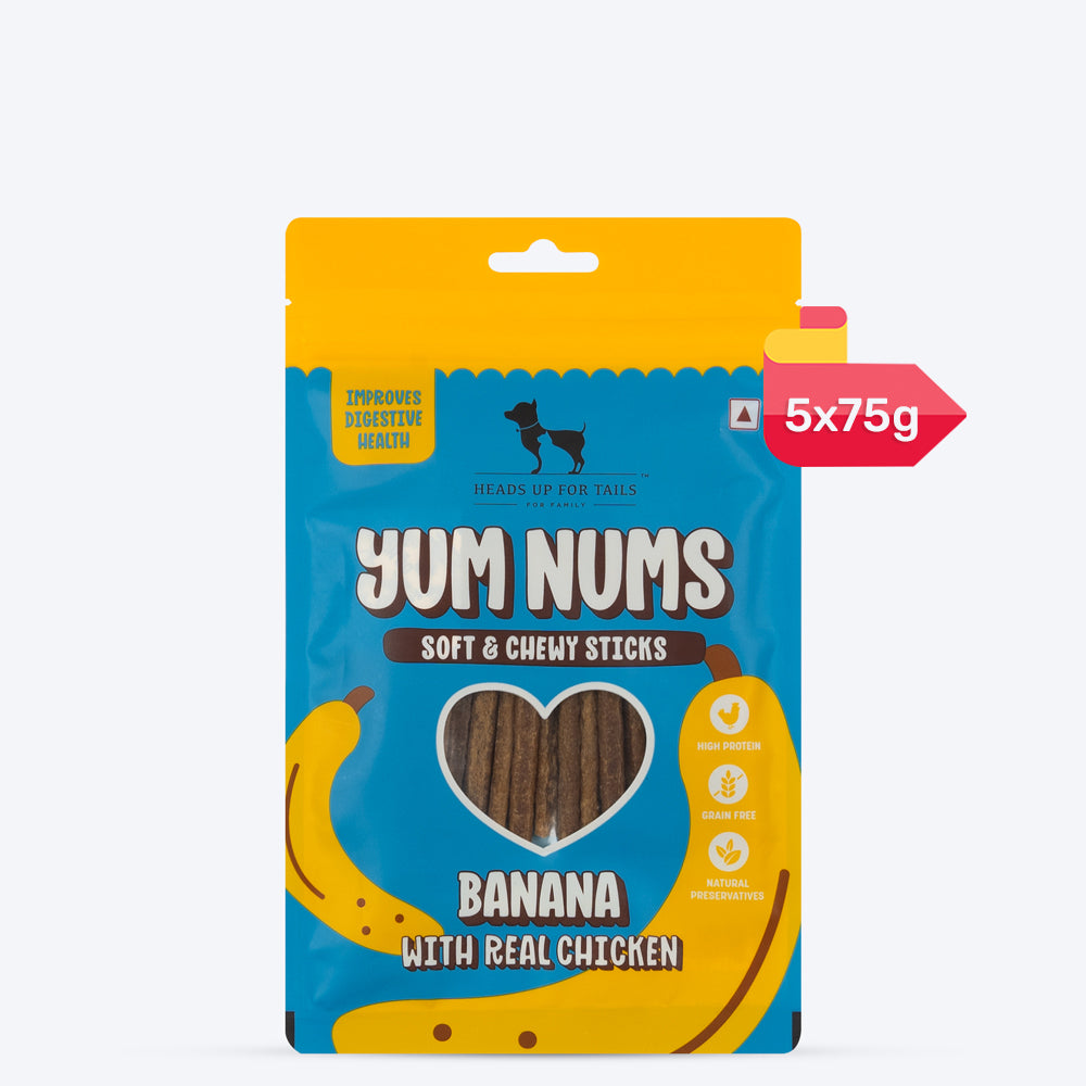 HUFT Yum Nums Soft & Chewy Sticks Banana with Real Chicken Treat For Dogs - 75g