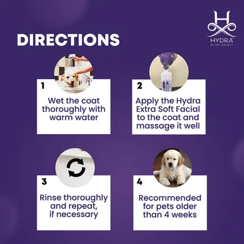 Hydra Groomers Extra Soft Ultra Gentle Face And Body Hypoallergenic Shampoo For Dog & Cat - 1 Ltr - Heads Up For Tails
