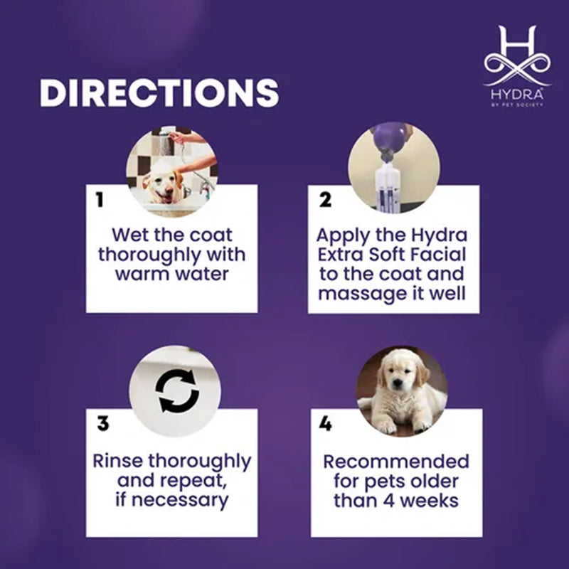Hydra Groomers Extra Soft Ultra Gentle Face And Body Hypoallergenic Shampoo For Dog & Cat - 1 Ltr - Heads Up For Tails