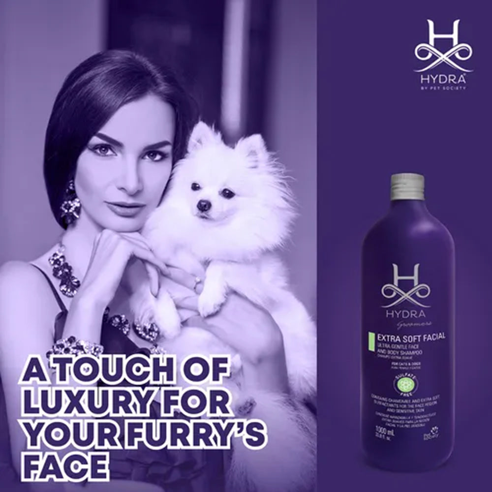 Hydra Groomers Extra Soft Ultra Gentle Face And Body Hypoallergenic Shampoo For Dog & Cat - 1 Ltr - Heads Up For Tails