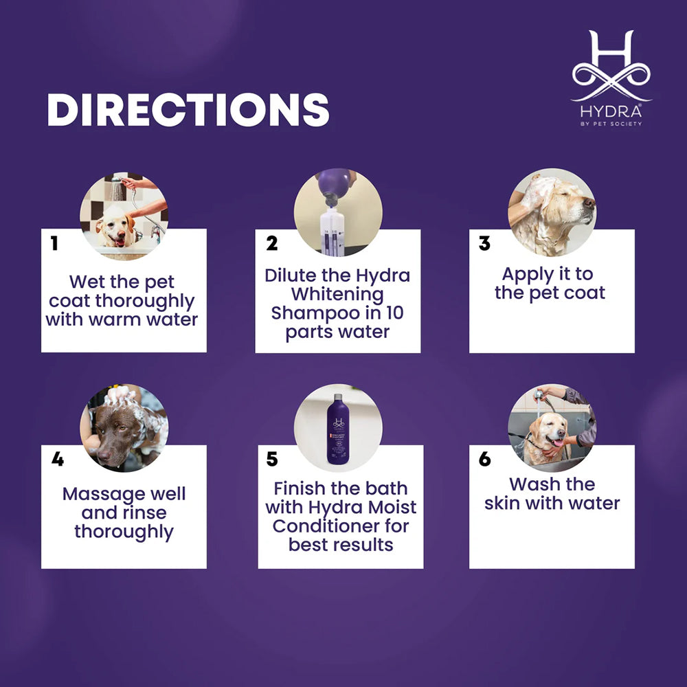 Hydra Groomers Whitening Shampoo For Dog & Cat - 1 Ltr - Heads Up For Tails