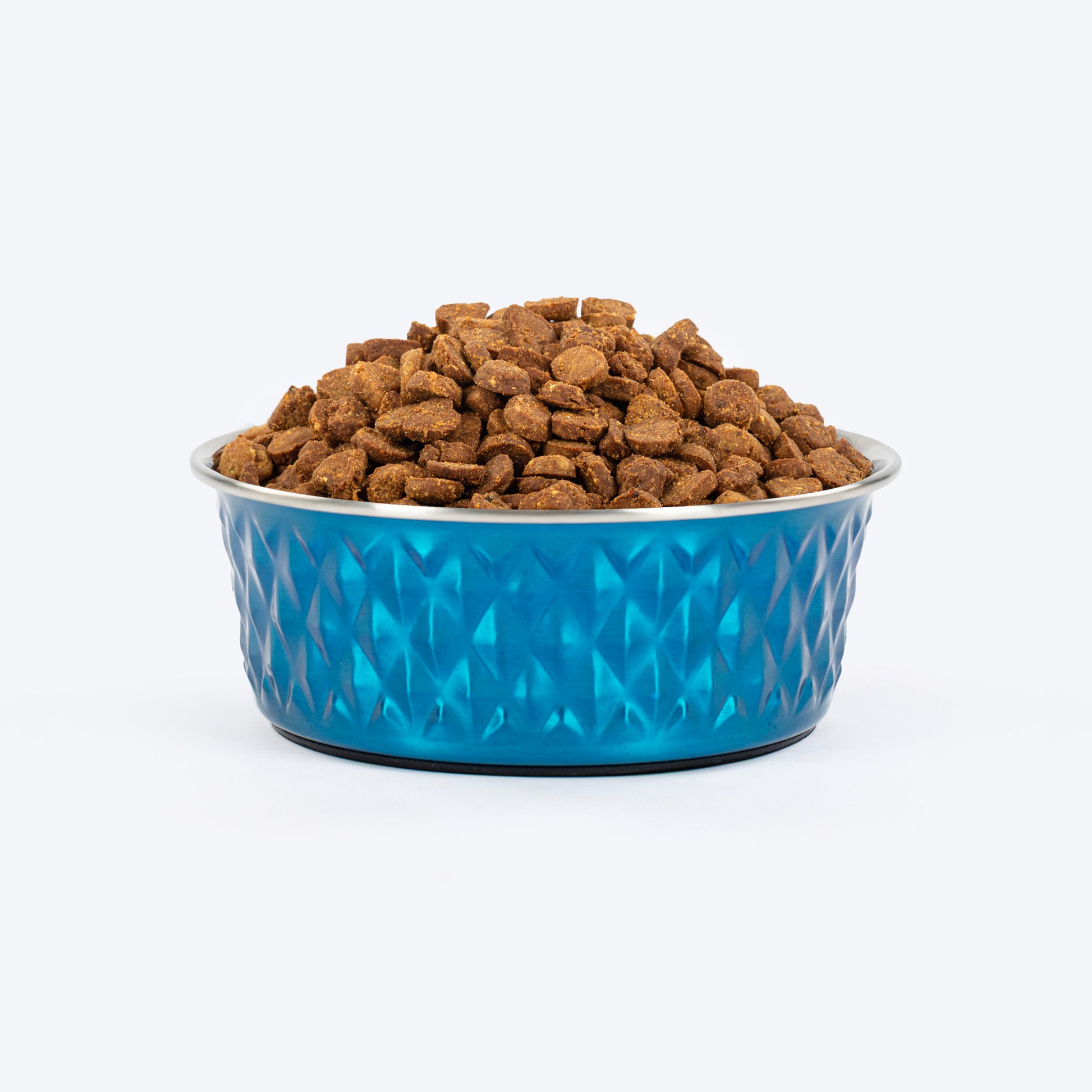 HUFT Dine N' Dazzle Embossed Steel Bowl For Dog - Blue - Heads Up For Tails