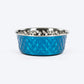 HUFT Dine N' Dazzle Embossed Steel Bowl For Dog - Blue - Heads Up For Tails
