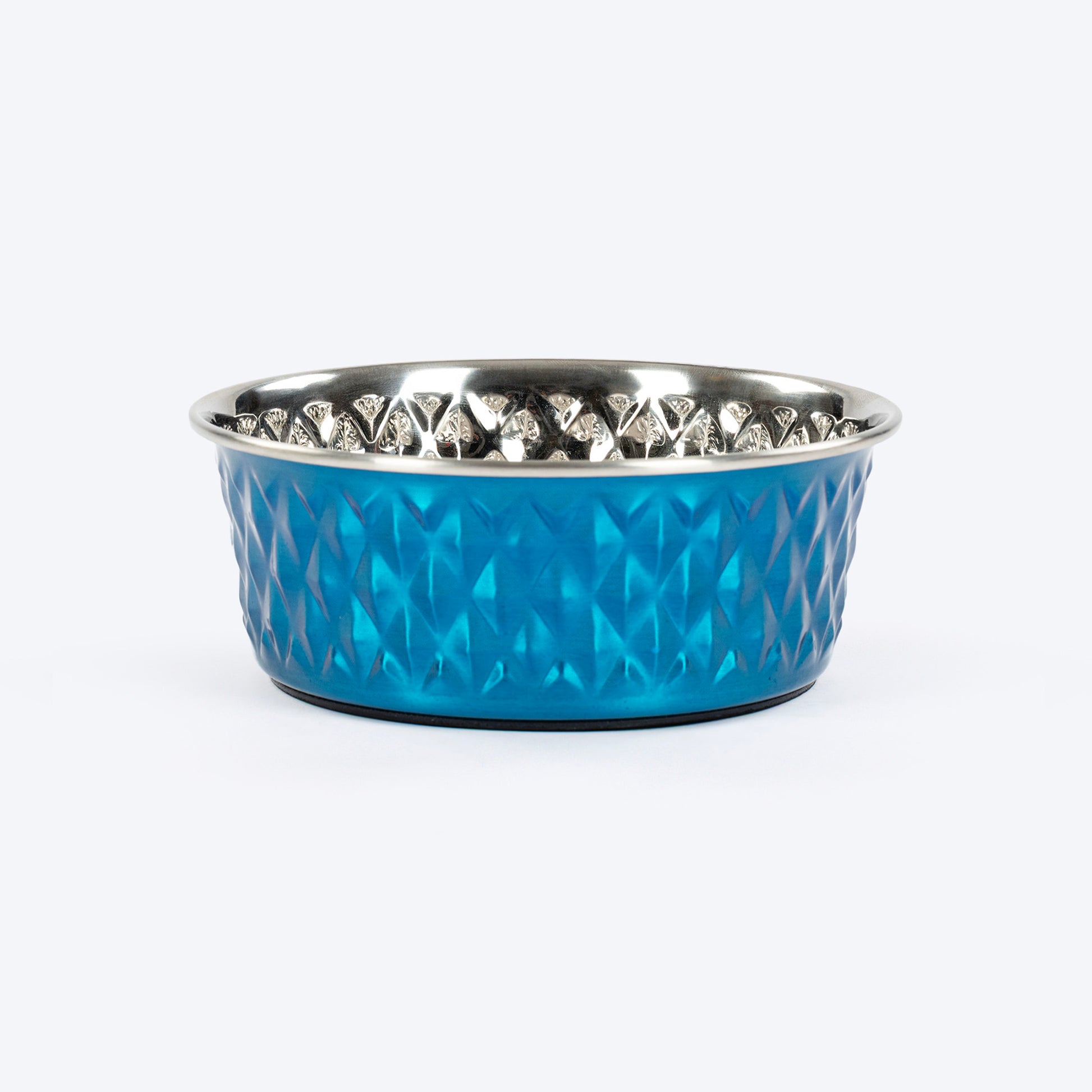 HUFT Dine N' Dazzle Embossed Steel Bowl For Dog - Blue - Heads Up For Tails