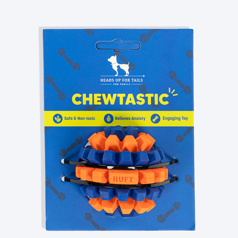 HUFT Chewtastic Treat Maze Chew Toy For Dog - Orange & Blue - Heads Up For Tails