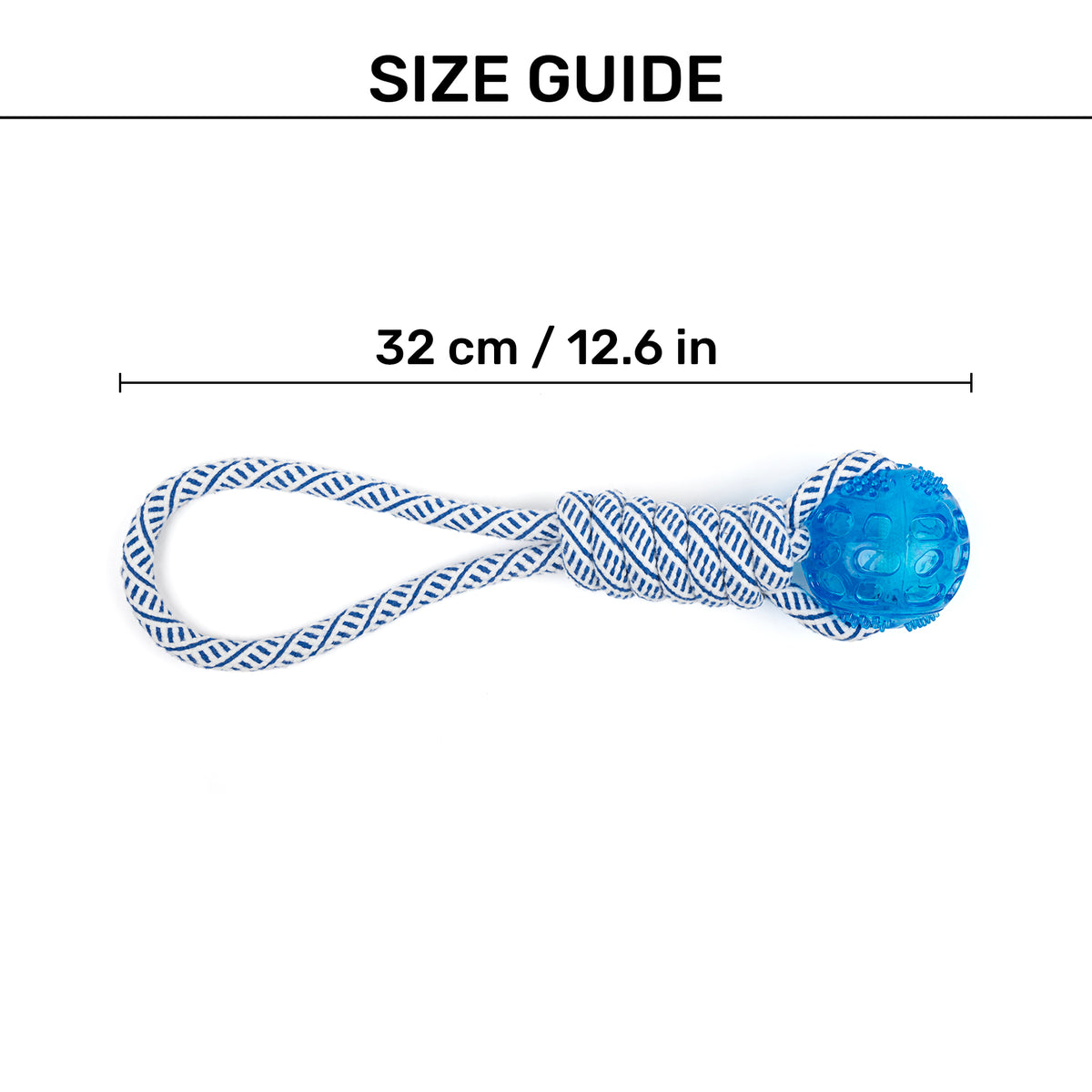 TLC Loop With Ball Rope Toy For Dog - Navy & White - Heads Up For Tails