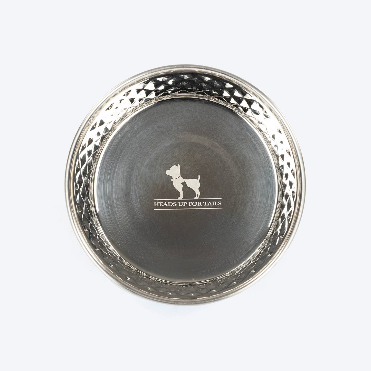 HUFT Dine N' Dazzle Embossed Steel Bowl For Dog - Blue - Heads Up For Tails