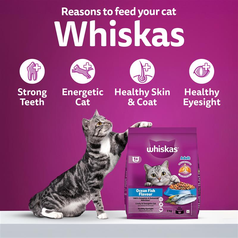 Whiskas Adult (1+ Years) Ocean Fish Flavour Dry Cat Food - Heads Up For Tails