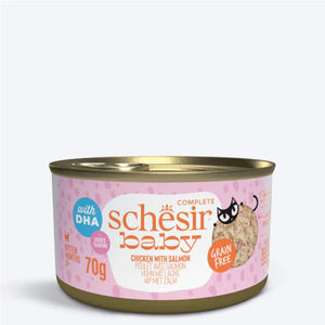 Schesir Baby Chicken With Salmon In Broth Wet Food For Kitten - 70 gm - Heads Up For Tails