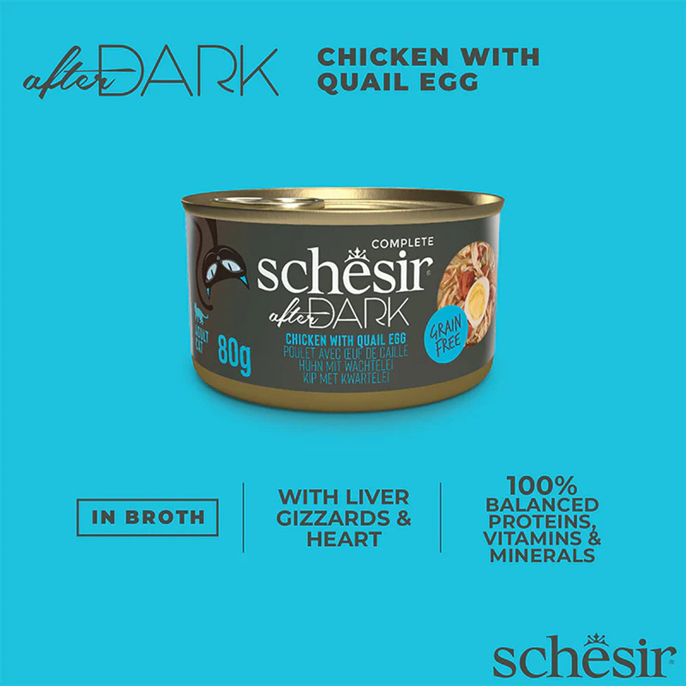 Schesir After Dark Chicken With Quail Egg In Broth Wet Food For Adult Cat - 80 gm