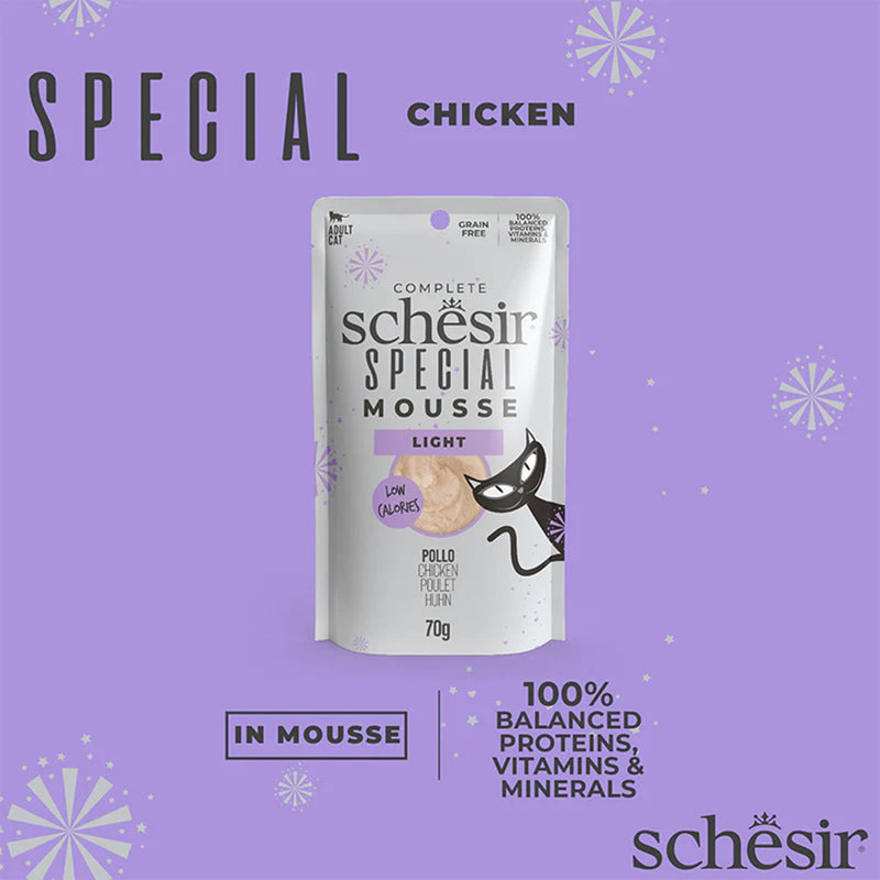 Schesir Special Mousse Light Chicken Wet Food For Adult Cat - 70 gm - Heads Up For Tails