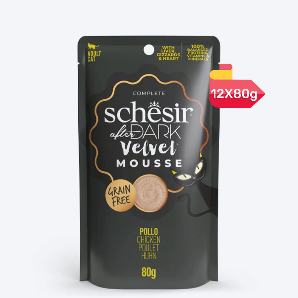 Schesir After Dark Velvet Mousse Chicken Wet Food For Adult Cat - 80 gm, For Cat, Wet Food