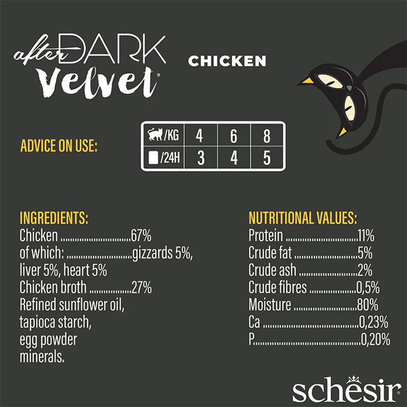 Schesir After Dark Velvet Mousse Chicken Wet Food For Adult Cat - 80 gm - Heads Up For Tails
