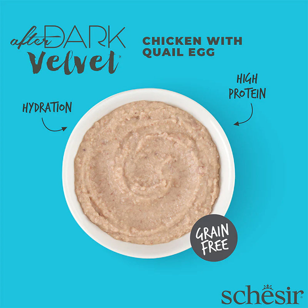 Schesir After Dark Velvet Mousse Chicken With Quail Egg Wet Food For Adult Cat - 80 gm