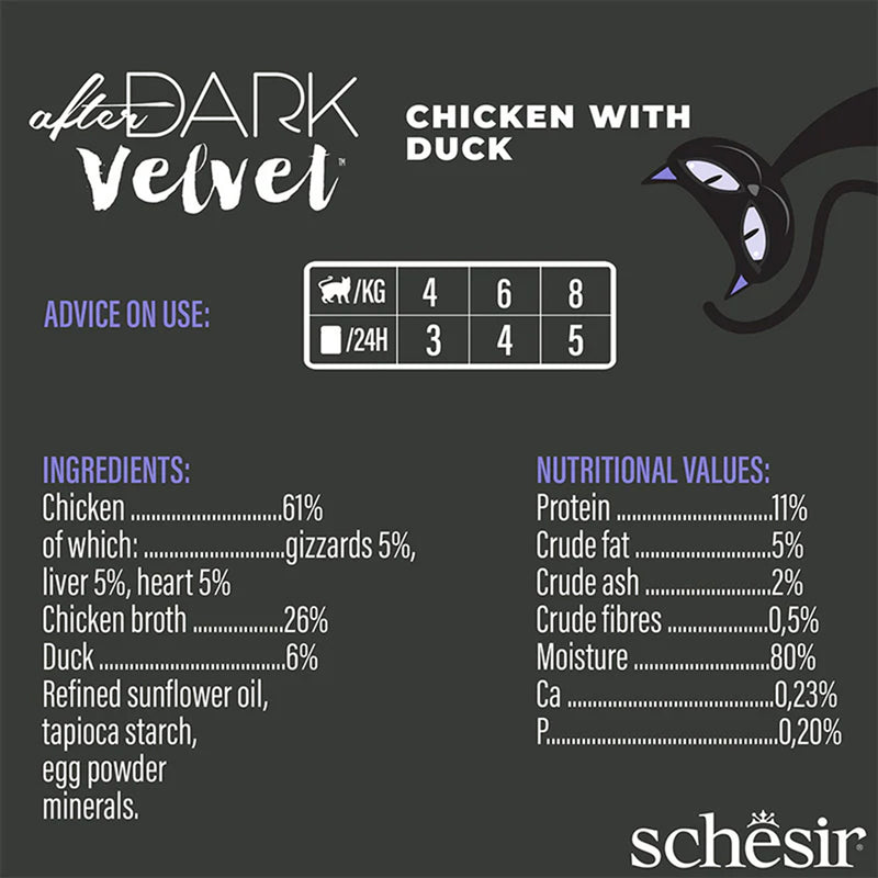 Schesir After Dark Velvet Mousse Chicken With Duck Wet Food For Adult Cat - 80 gm - Heads Up For Tails