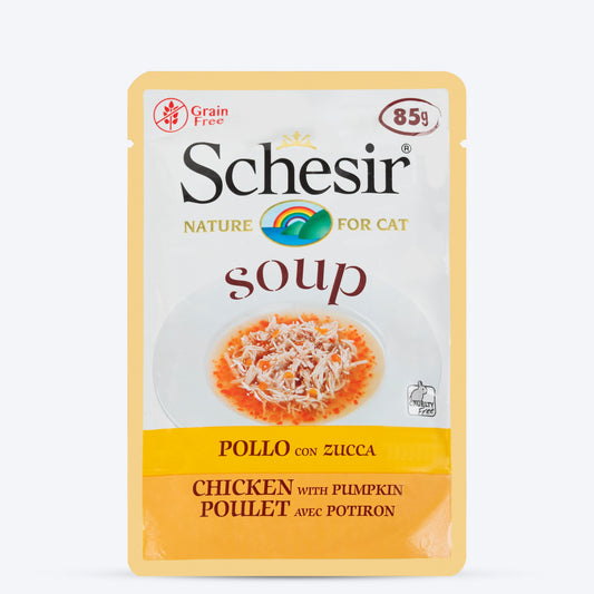 Schesir Grain Free Chicken With Pumpkin Soup For Adult Cats - 85 gm -01