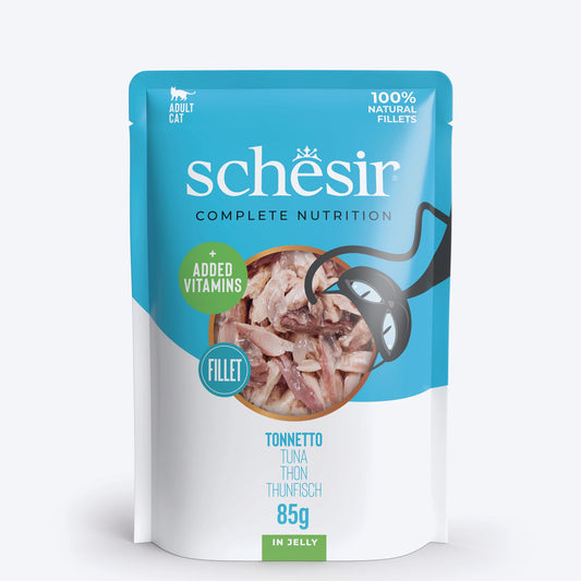 Schesir Tuna Jelly Adult Cat Wet  Food Pouch - 85 g - Heads Up For Tails
