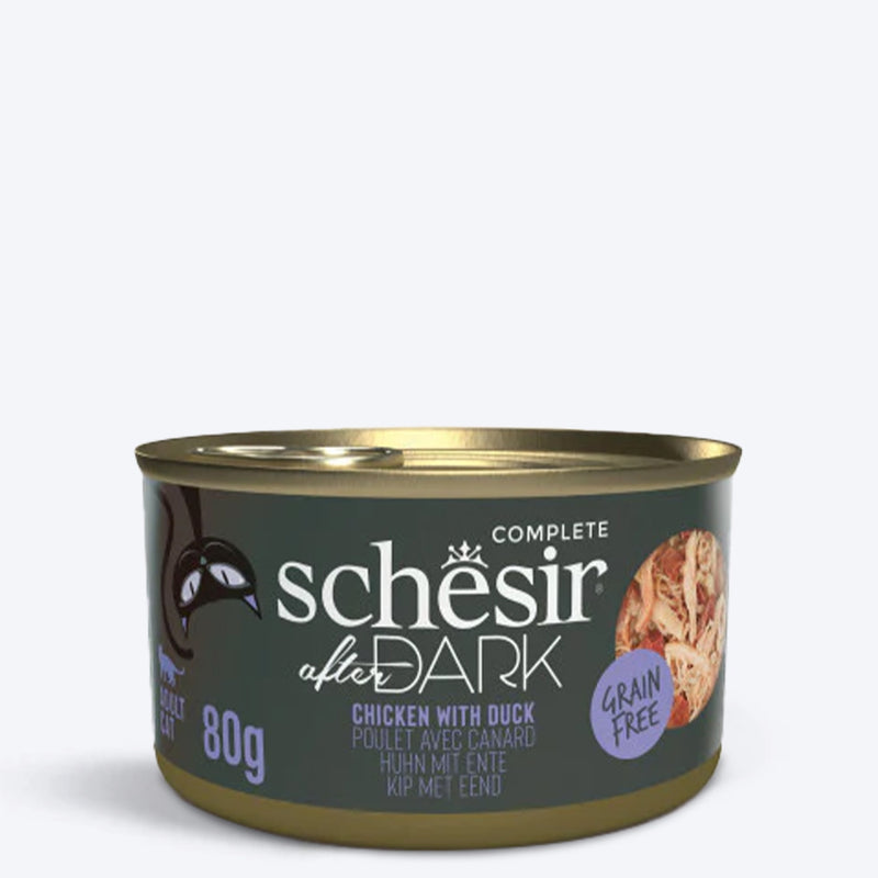 Schesir After Dark Chicken With Duck In Broth Wet Food For Adult Cat - 80 gm - Heads Up For Tails