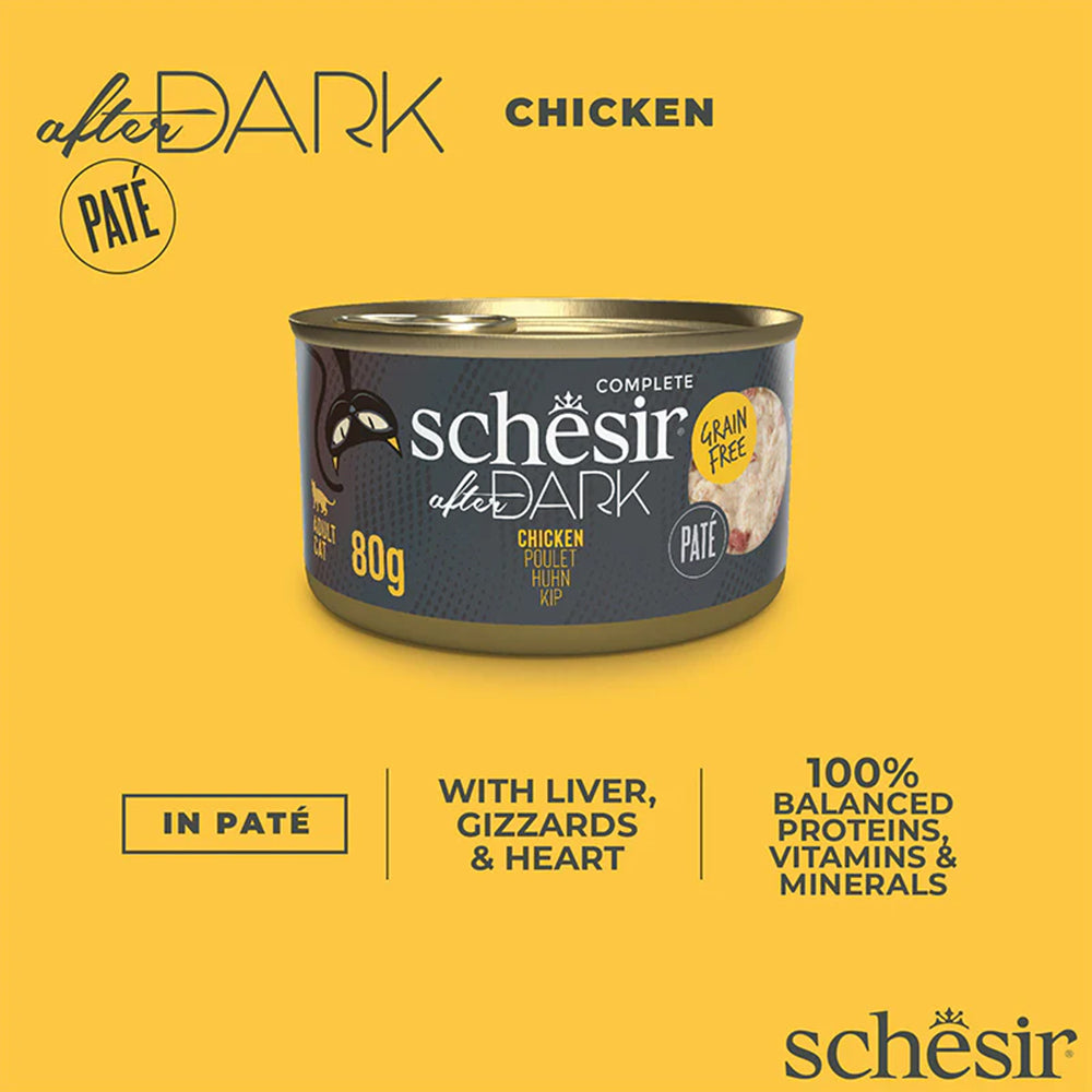 Schesir After Dark Chicken Pate Wet Food For Adult Cat - 80 gm - Heads Up For Tails