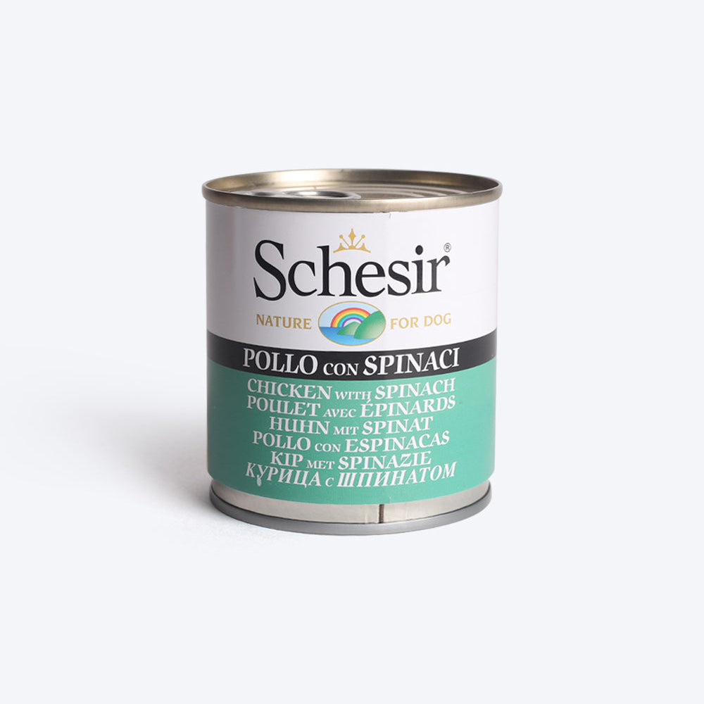 Schesir Chicken with Spinach Canned Wet Dog Food - 285 g - Heads Up For Tails