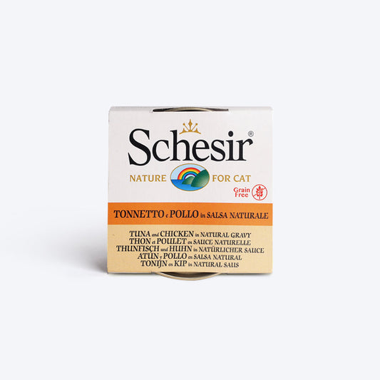 Schesir 29% Tuna and Chicken in Natural Sauce Canned Wet Cat Food - 70 g - Heads Up For Tails