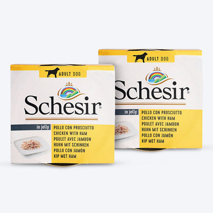 Schesir 67% Chicken Fillet With Ham In Jelly Canned Wet Dog Food - 150 g