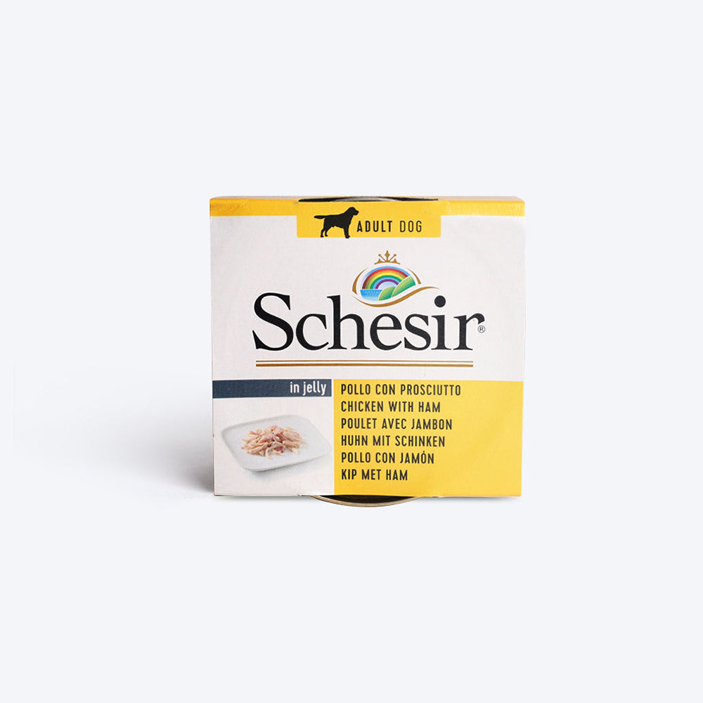 Schesir 67% Chicken Fillet With Ham In Jelly Canned Wet Dog Food - 150 g - Heads Up For Tails