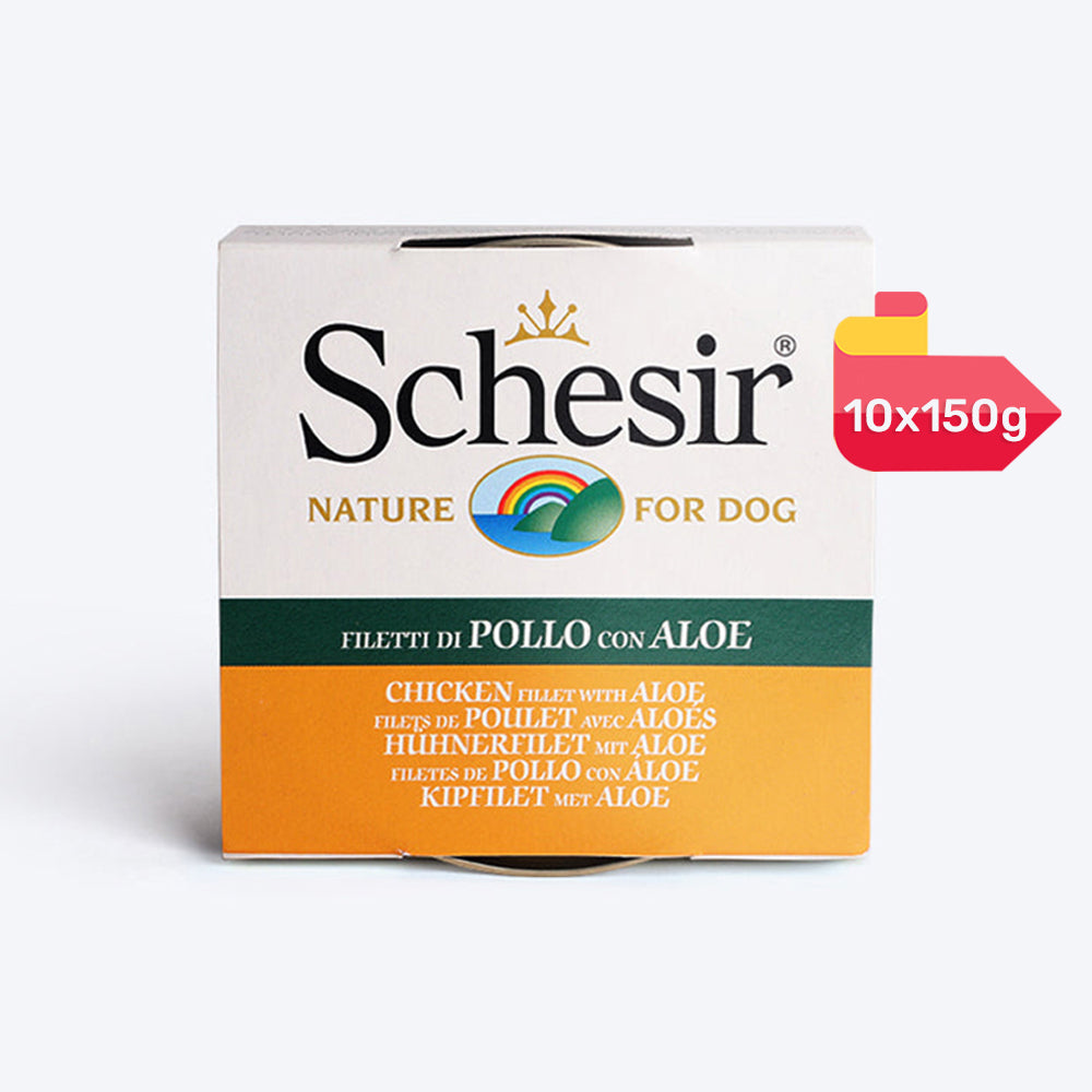 Schesir 54% Chicken Fillet With Aloe In Jelly Canned Wet Dog Food - 150 g