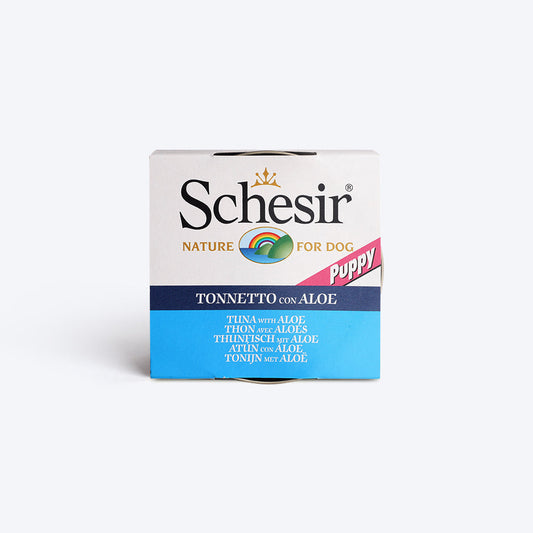 Schesir 53% Tuna with Aloe Canned Wet Puppy Food - 150 g - Heads Up For Tails