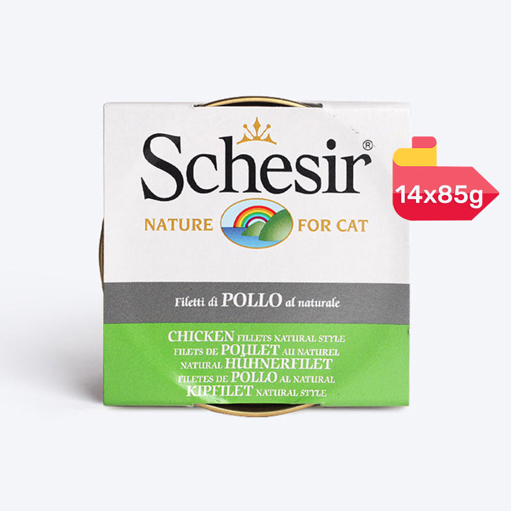 Schesir 57% Chicken Fillets Natural Style Wet Cat Food - 85 g - (Best Before 1st May'25)