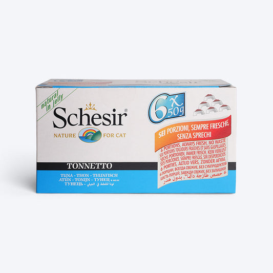 Schesir 52% Tuna in Jelly Wet Cat Food - (6 x 50 g) - Heads Up For Tails