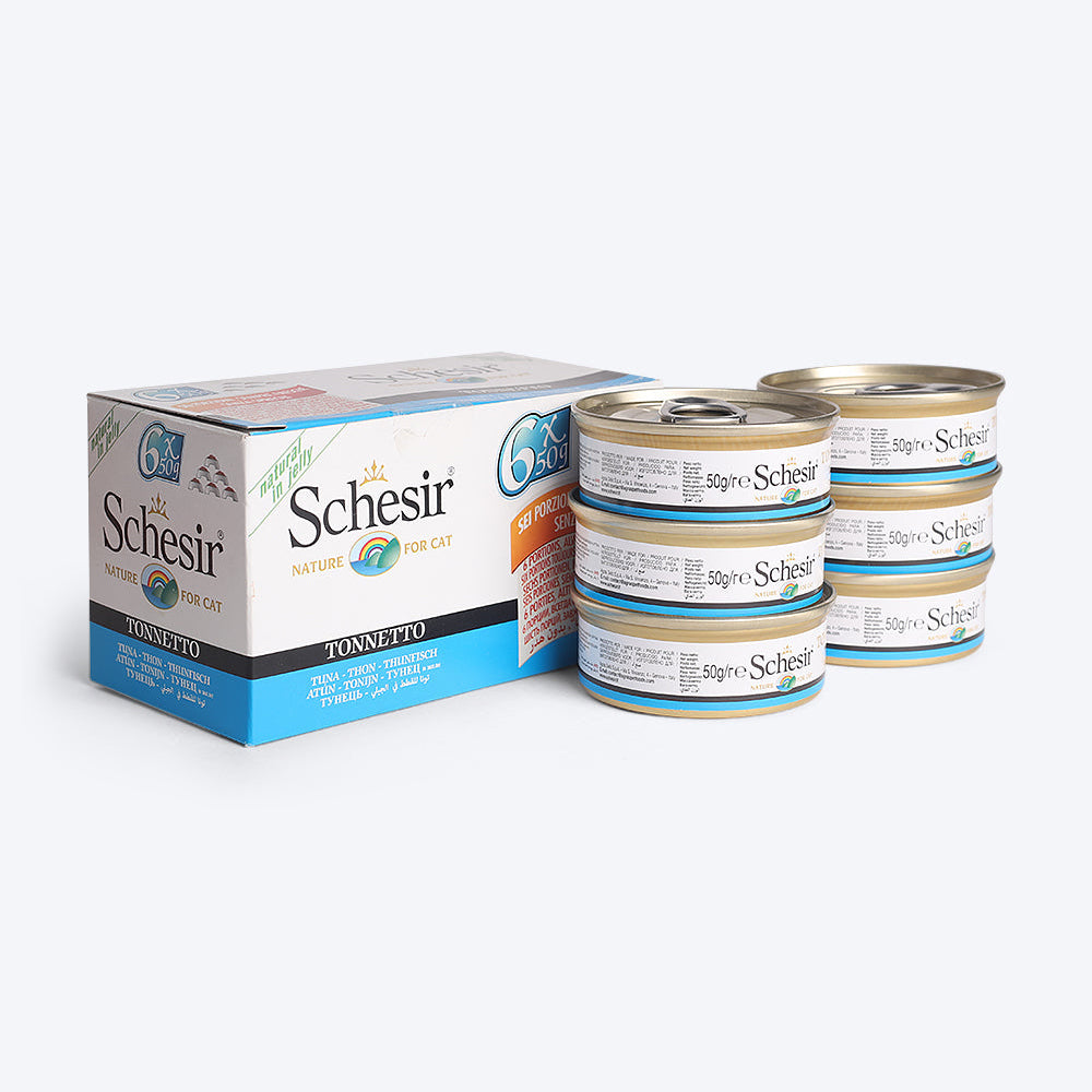 Schesir 52% Tuna in Jelly Wet Cat Food - (6 x 50 g) - Heads Up For Tails
