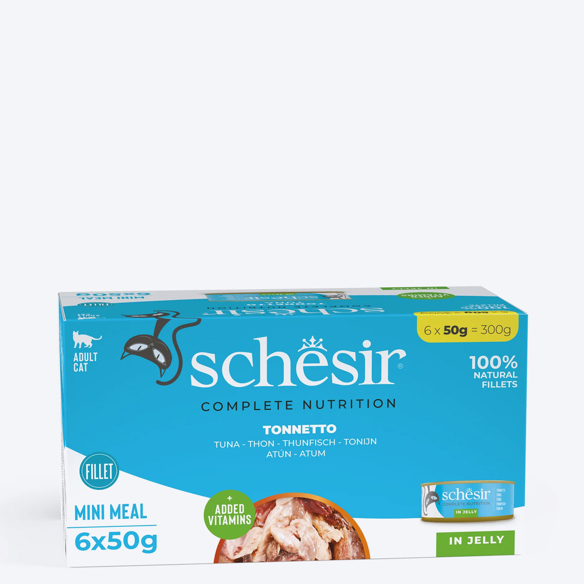 Schesir 52% Tuna in Jelly Wet Cat Food - (6 x 50 g), For Cat, Wet Food